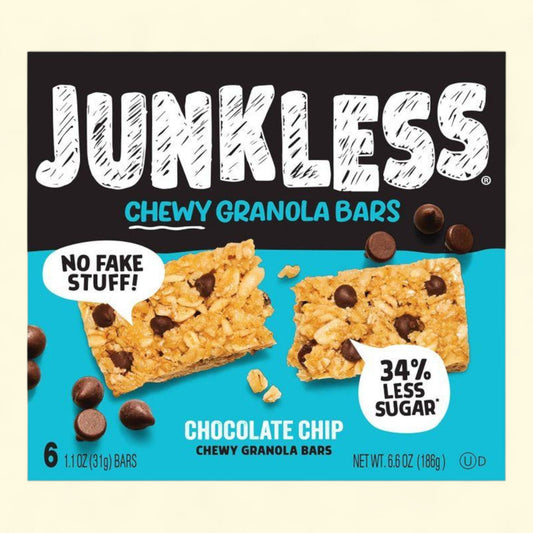 JUNKLESS Chocolate Chip Chewy Granola Bars, 6.6oz/6ct