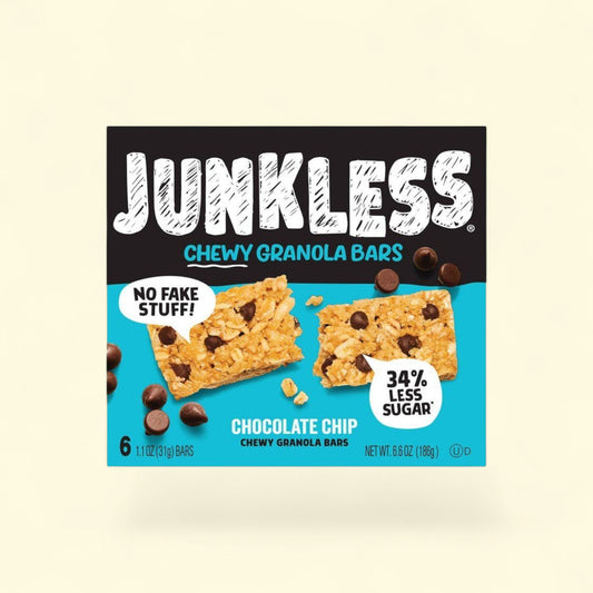 JUNKLESS Chocolate Chip Chewy Granola Bars, 6.6oz/6ct — authentic US product shipped worldwide by Treatspree