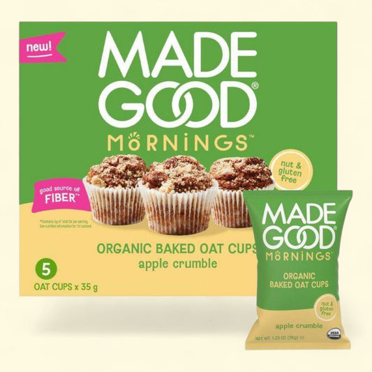 MadeGood Snack Bars, Apple Crumble Oat Cups, 1.23oz/5ct