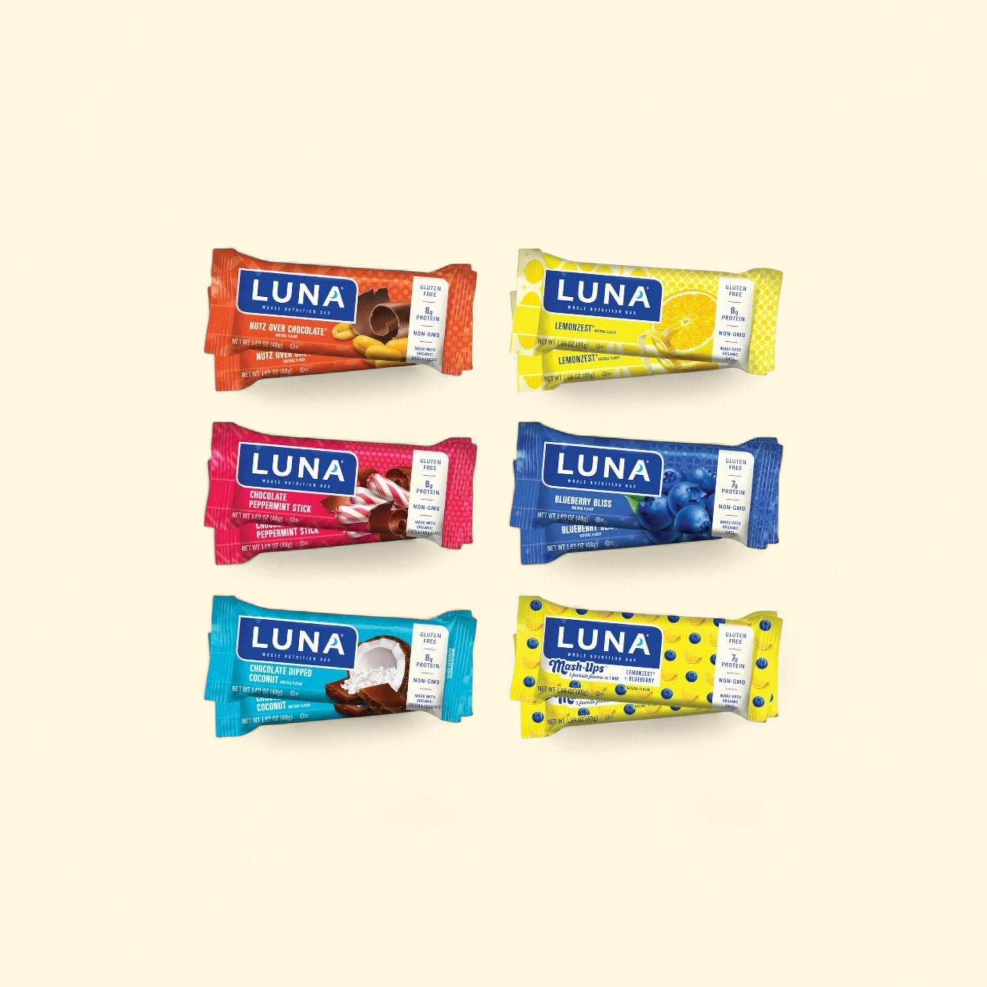 LUNA Bar, Gluten-Free Snack with Organic Oats Variety Pack, 20.28oz... — authentic US product shipped worldwide by Treatspree