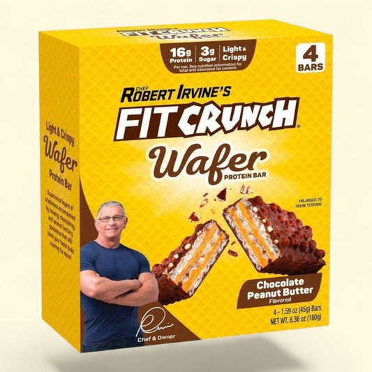 FITCRUNCH Wafer Protein Bars, Chocolate Peanut Butter, 6.36oz/4ct