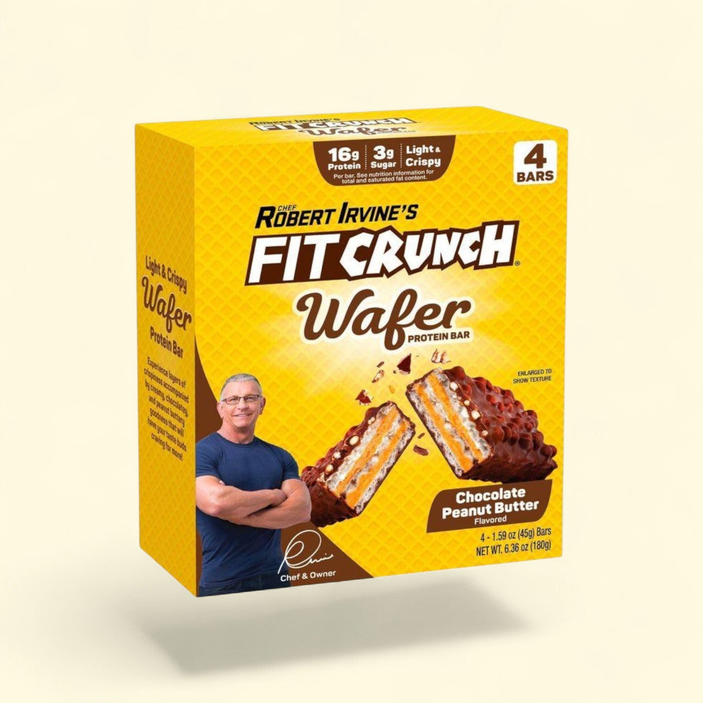FITCRUNCH Wafer Protein Bars, Chocolate Peanut Butter, 6.36oz/4ct — authentic US product shipped worldwide by Treatspree