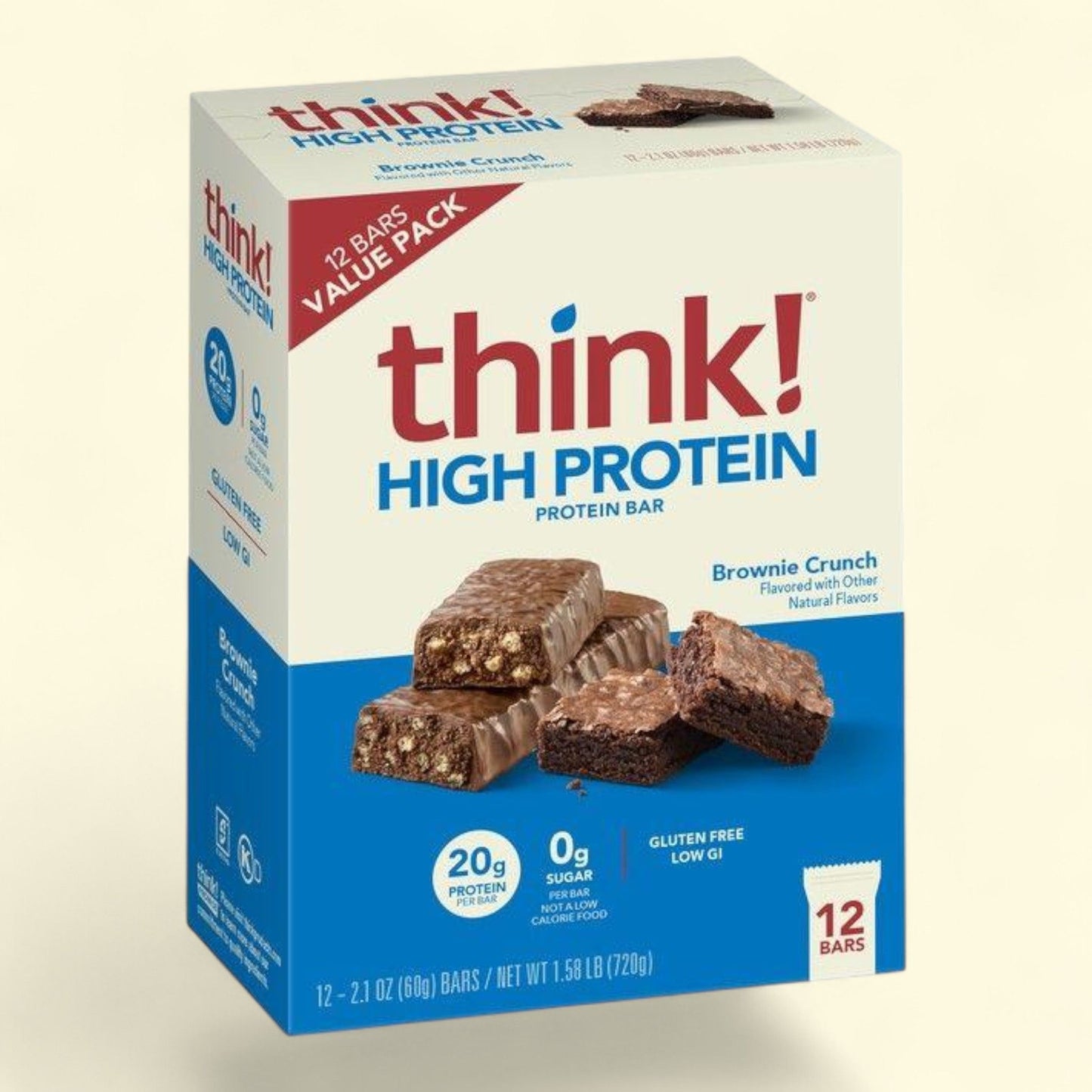 think!, High Protein Brownie Crunch Bars, 12 bars
