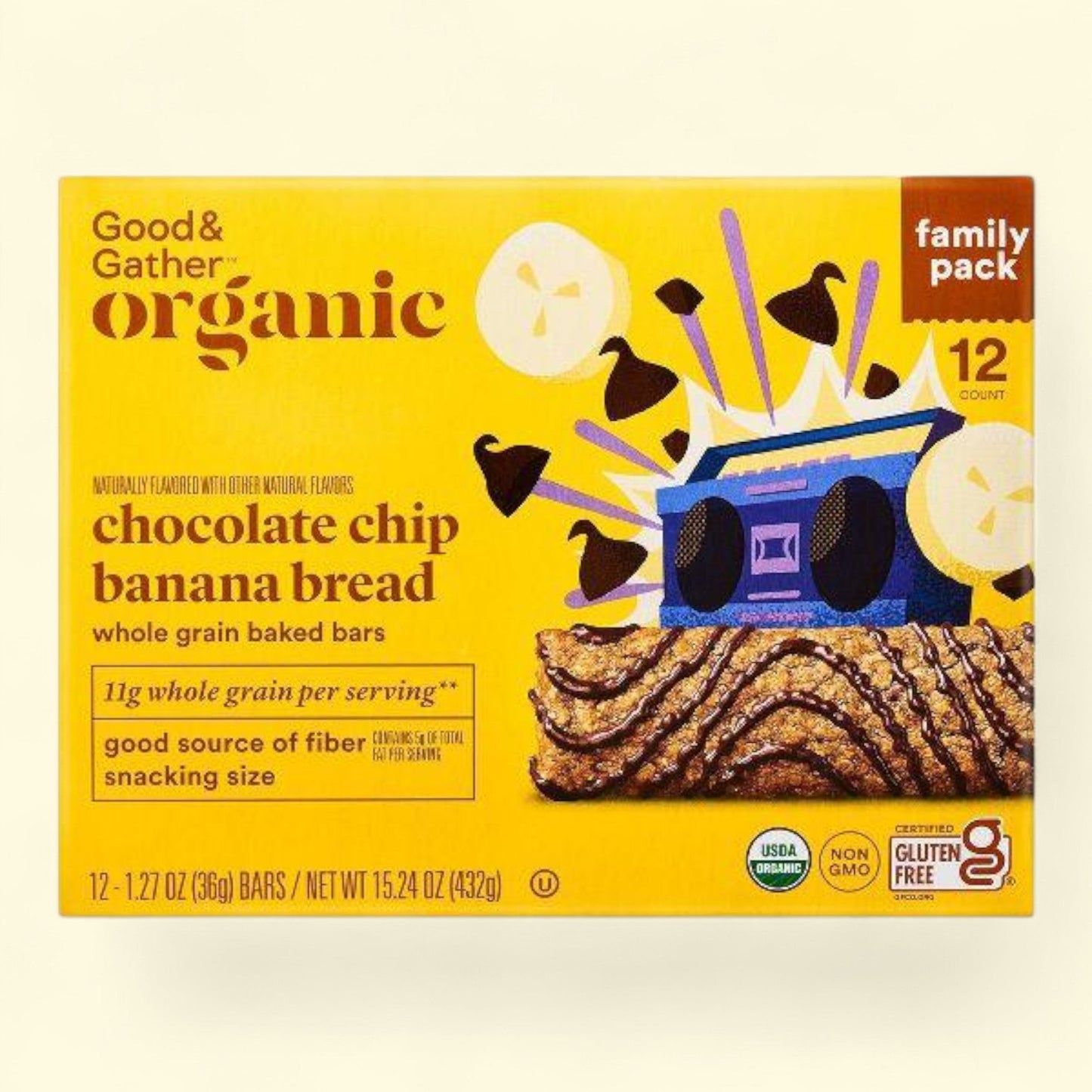 Good & Gather, Chocolate Chip Banana Bread Whole Grain Baked Bar, 15.24oz, 12 pack
