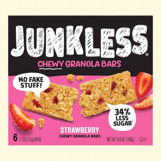 JUNKLESS Strawberry Chewy Granola Bars, 6.6oz/6ct
