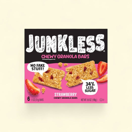JUNKLESS Strawberry Chewy Granola Bars, 6.6oz/6ct — authentic US product shipped worldwide by Treatspree