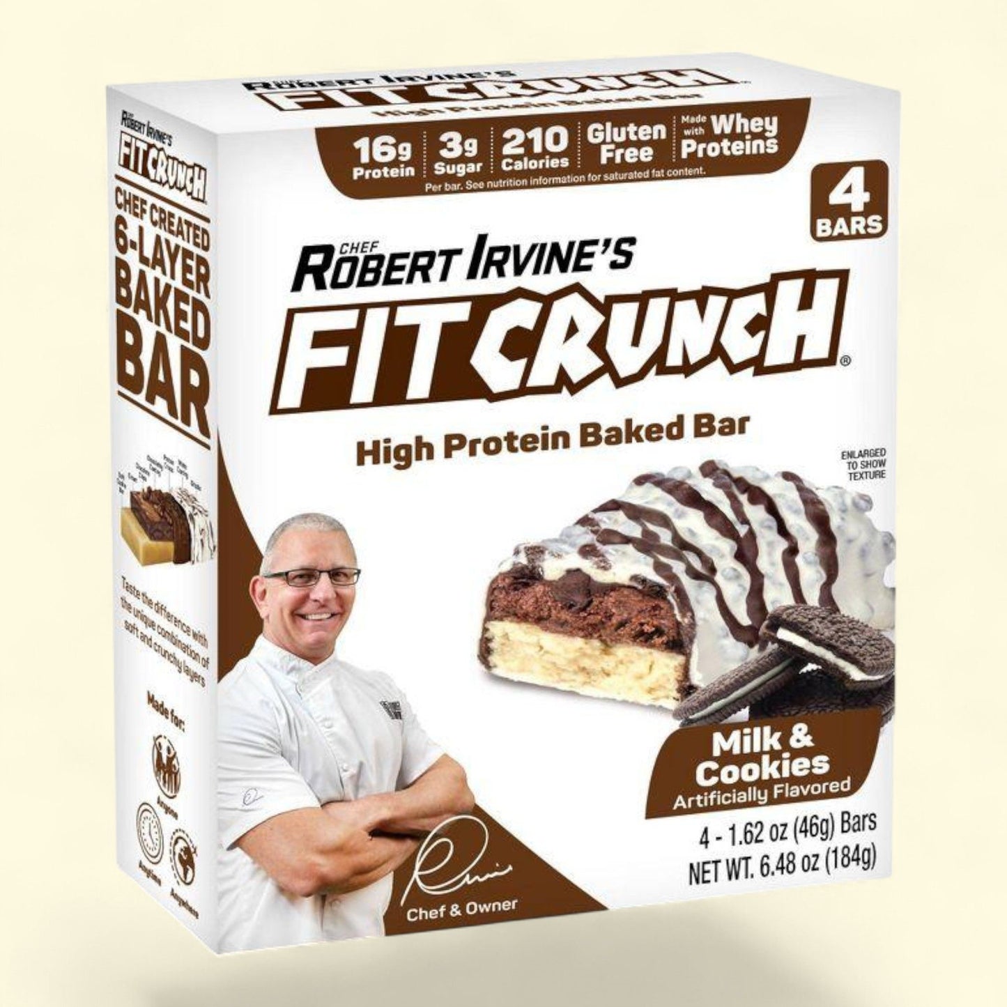 FITCRUNCH Milk & Cookies Protein Bar, 4ct