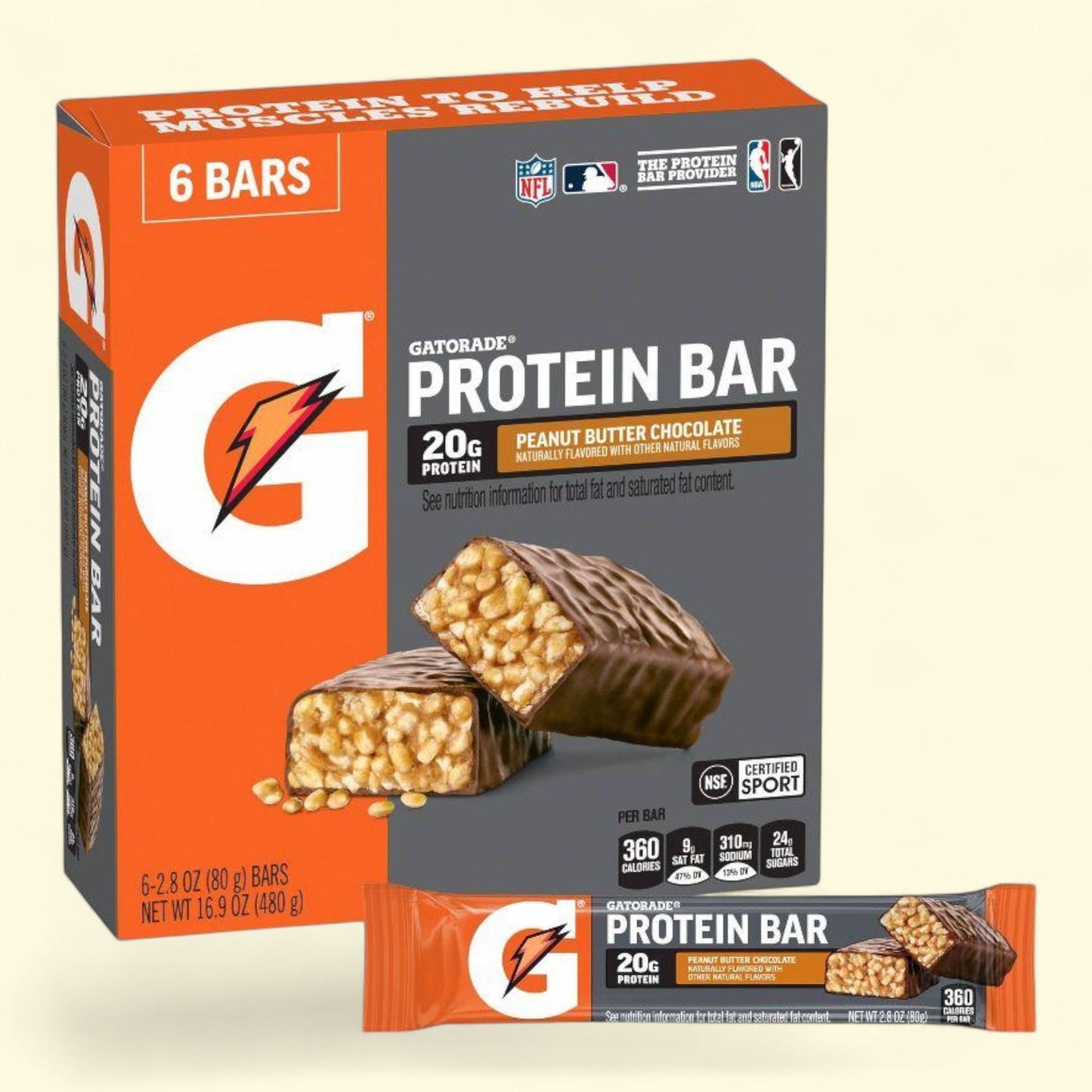 Gatorade Organic Protein Bar, Chocolate Peanut Butter - 16.9oz/6ct