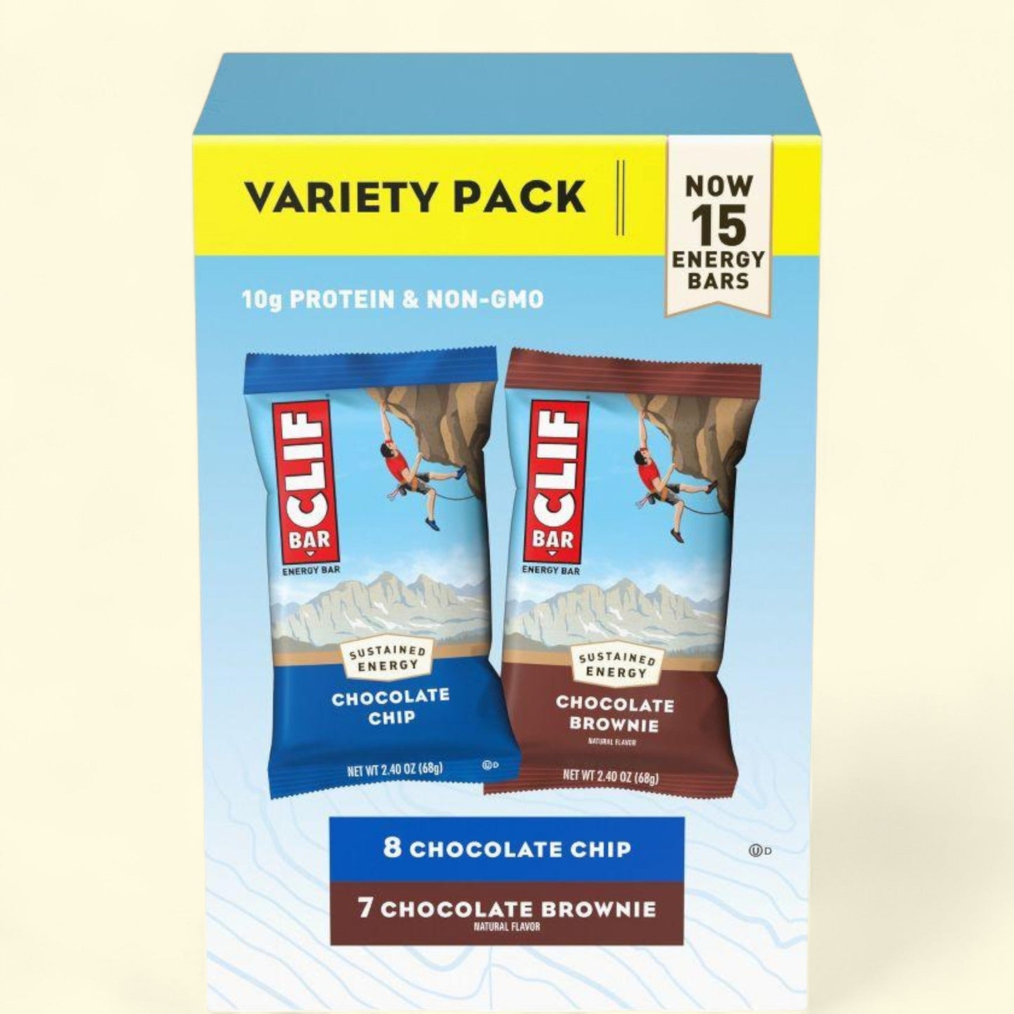 CLIF Bar Energy Bars, Chocolate Chip and Chocolate Brownie - 36oz/15pk