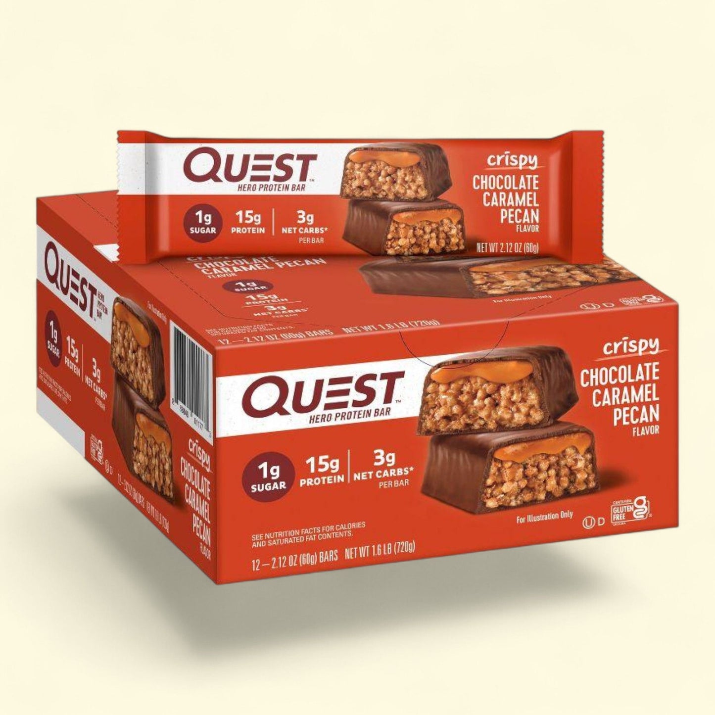 Quest Nutrition Hero Protein Bar, 15g - Crispy Chocolate Caramel Pecan, 12 bars