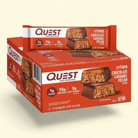 Quest Nutrition Hero Protein Bar, 15g - Crispy Chocolate Caramel Pecan, 12 bars