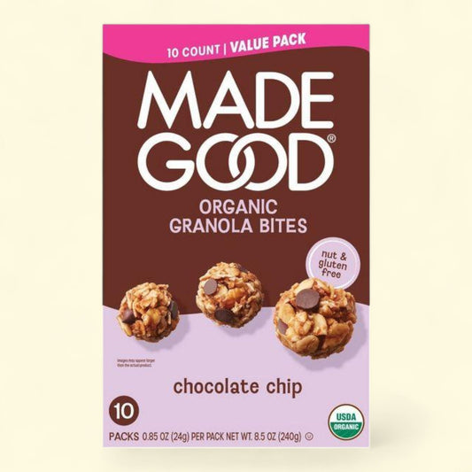 MadeGood Snack Bars Chocolate Chip Granola Minis Family Pack, 8.5oz/10ct