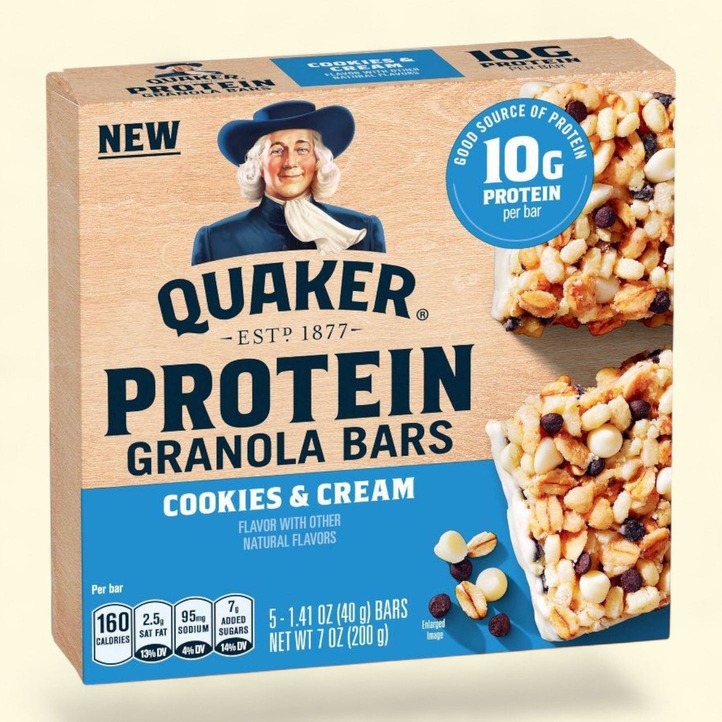 Quaker Chewy Protein Granola Bars, Cookies & Cream, 7oz/5ct