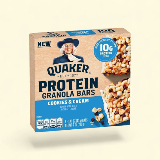 Quaker Chewy Protein Granola Bars, Cookies & Cream, 7oz/5ct — authentic US product shipped worldwide by Treatspree
