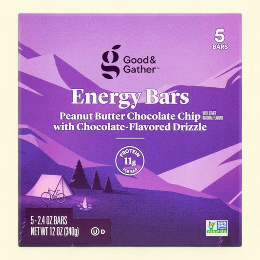 Good & Gather Energy Bar Peanut Butter Chocolate Chip with Chocolate Drizzle, 5ct