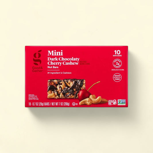 Good & Gather, Mini Dark Chocolaty Cherry Cashew Nut Bars, 7oz/10ct — authentic US product shipped worldwide by Treatspree