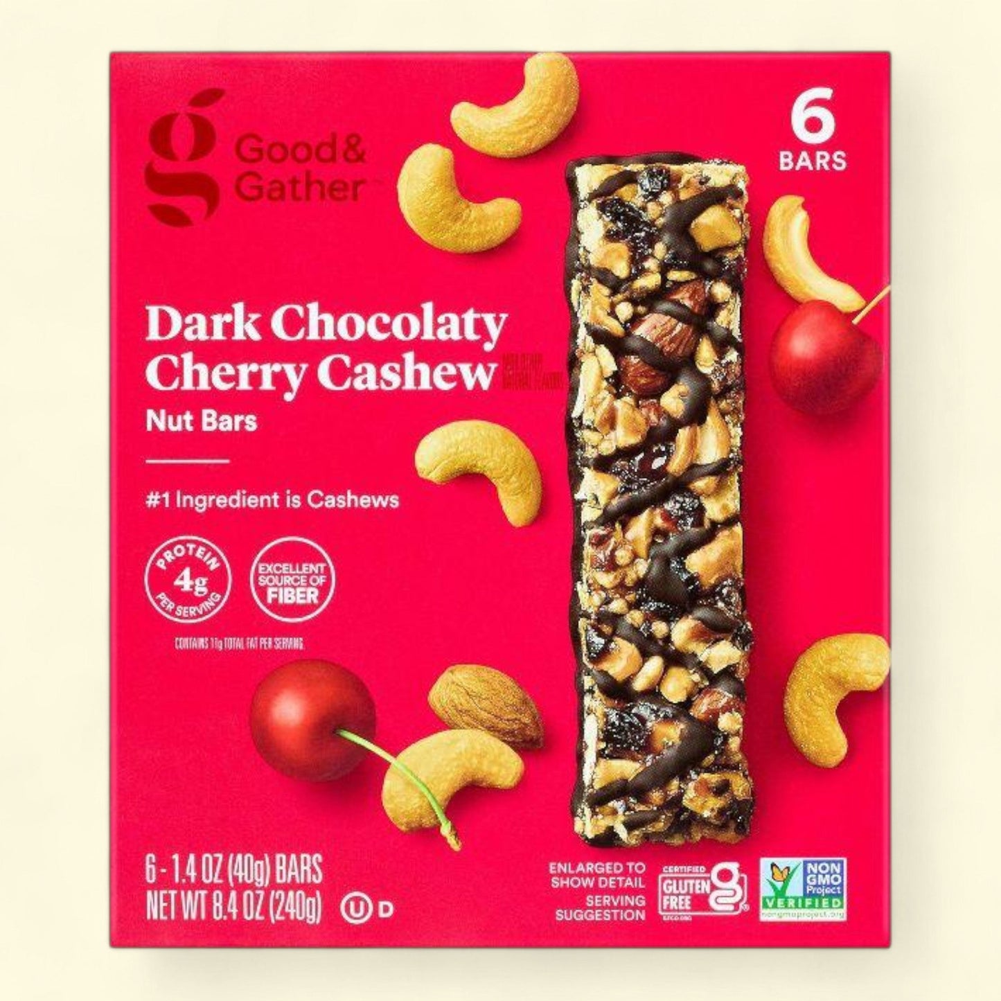 Good & Gather, Dark Chocolaty Cherry Cashew Nut Bars, 8.4oz/6ct