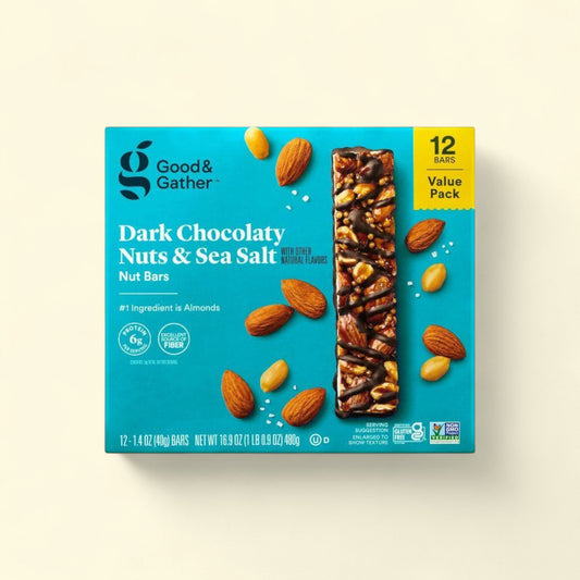 Good & Gather, Dark Chocolaty Nuts & Sea Salt Nut Bars, 16.8oz/12ct — authentic US product shipped worldwide by Treatspree