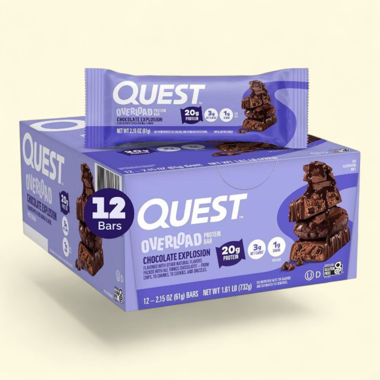 Quest Nutrition Protein Bar, Chocolate Explosion, 1.76 oz, 12 count
