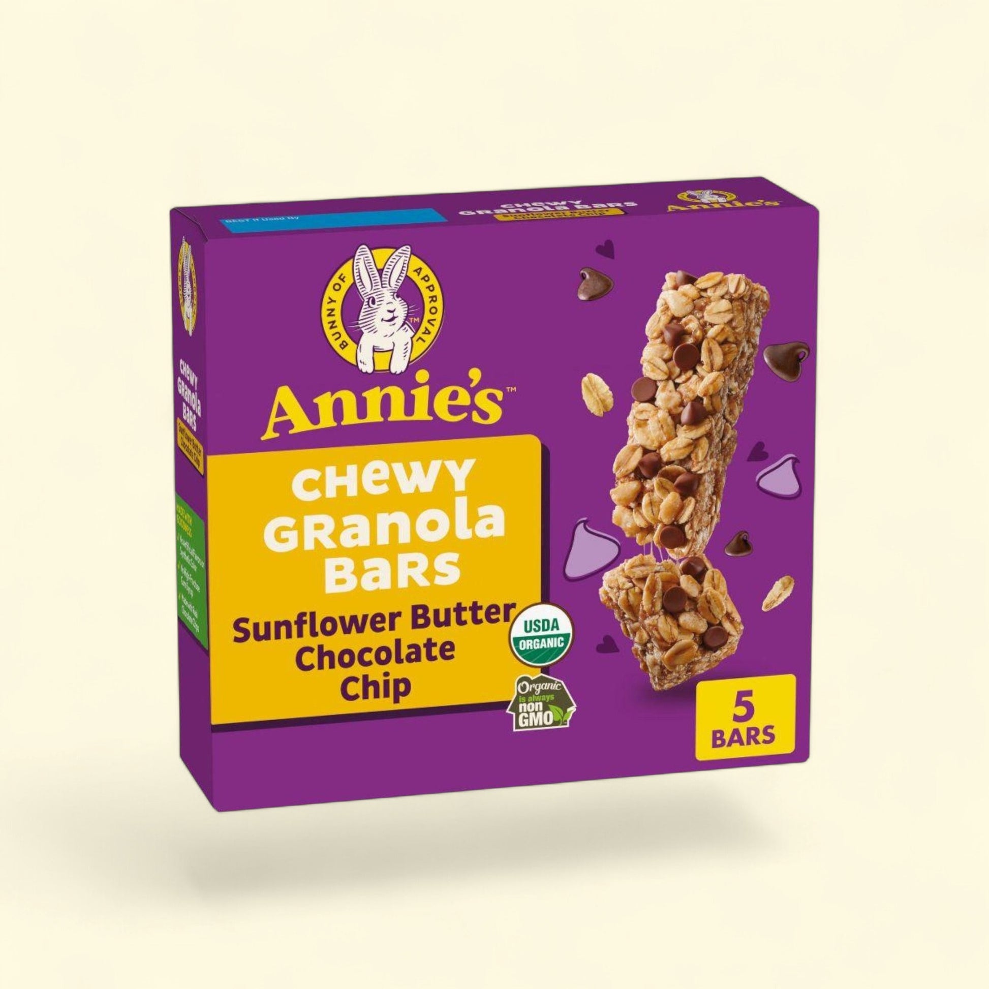 Annie's Chewy Granola Bars, Sunflower Butter Chocolate Chip, 5ct — authentic US product shipped worldwide by Treatspree