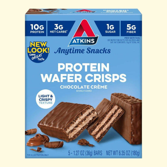 Atkins Protein Wafer Crisp Snack Bar, Chocolate Creme, 5pk