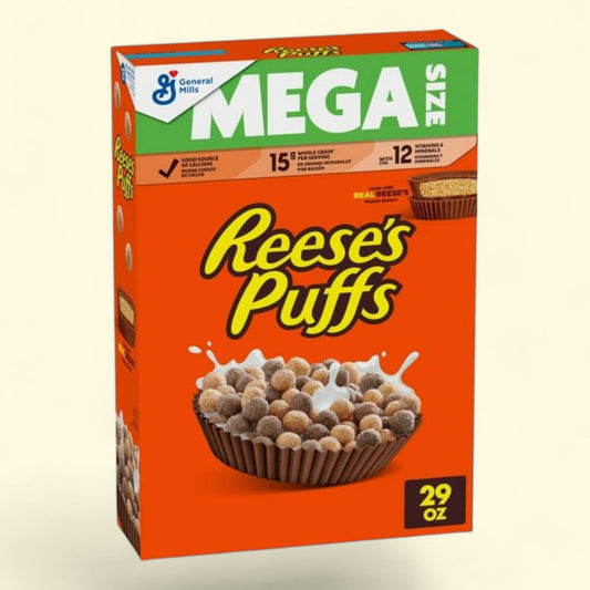REESE'S PUFFS Cereal, Chocolatey Peanut Butter, Mega Size 29 oz