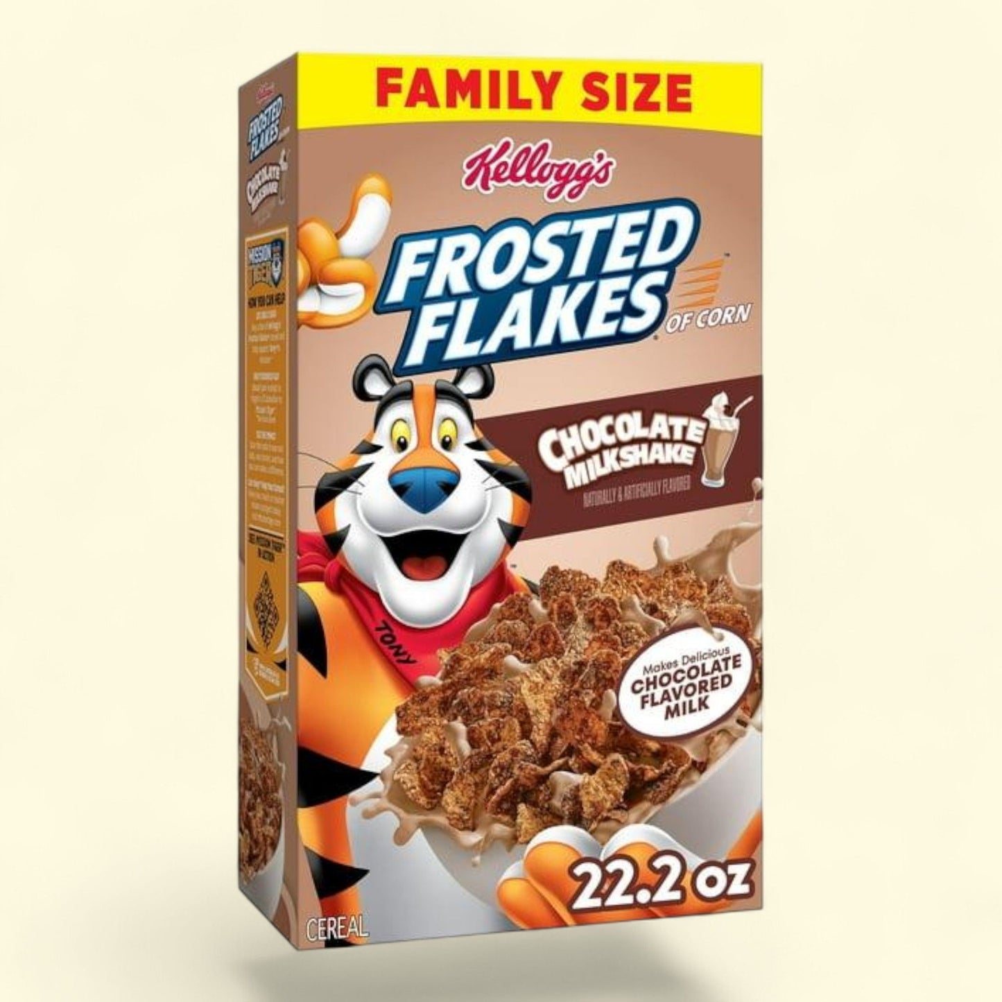 Kellogg's Frosted Flakes Cereal, Family Size, Chocolate Milkshake, 22.2oz