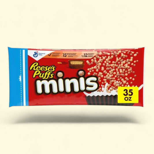 Reese's Puffs Minis Cereal, Chocolate Peanut Butter, Family Size 35 OZ