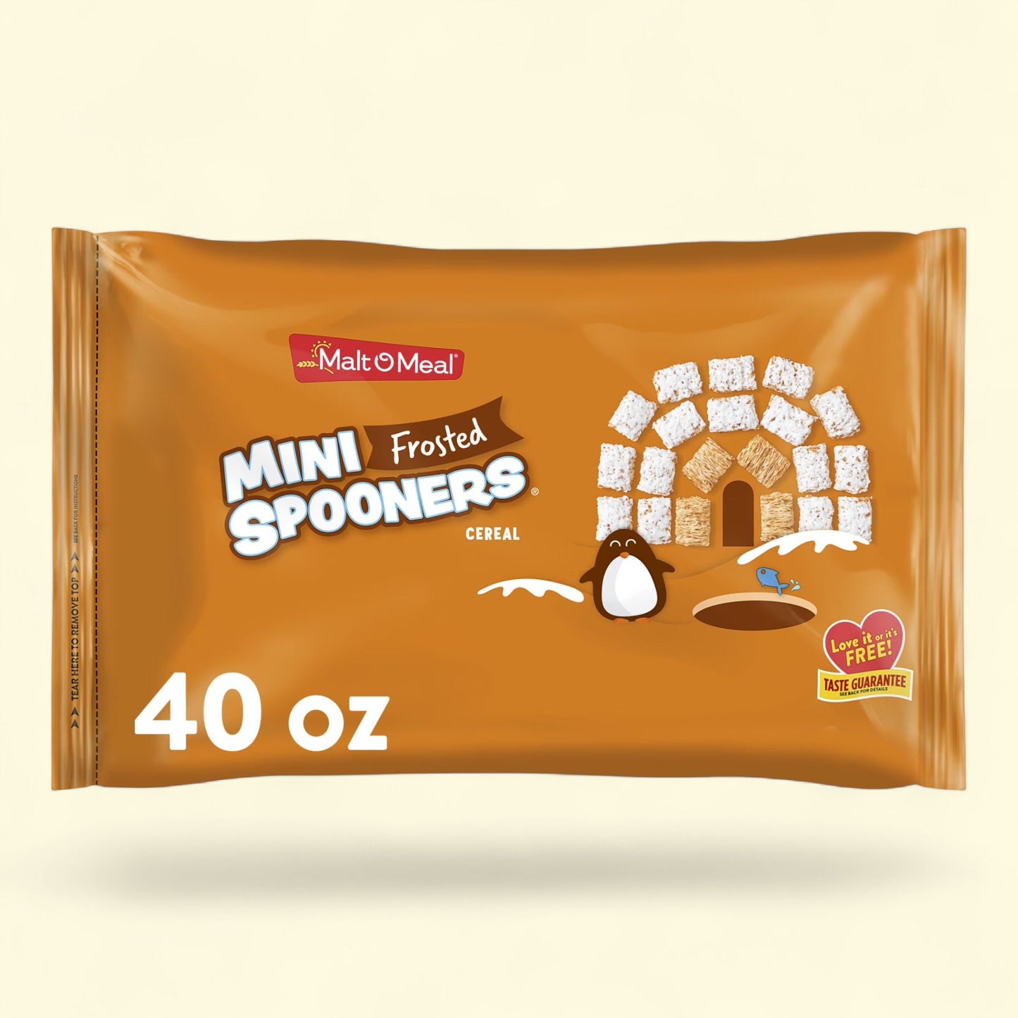 Malt-O-Meal Frosted Mini Spooners, Shredded Wheat Whole Grain Wheat Cereal, Crunchy 40 oz