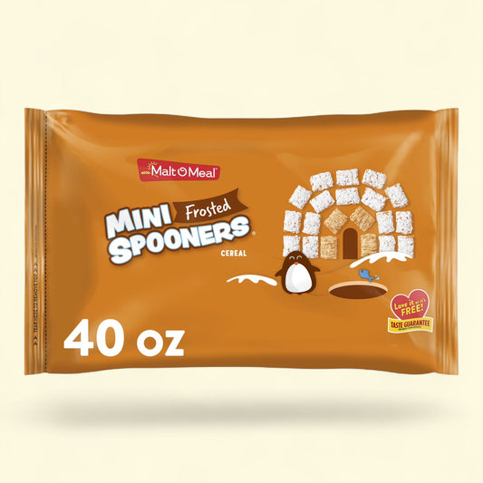 Malt-O-Meal Frosted Mini Spooners, Shredded Wheat Whole Grain Wheat Cereal, Crunchy 40 oz