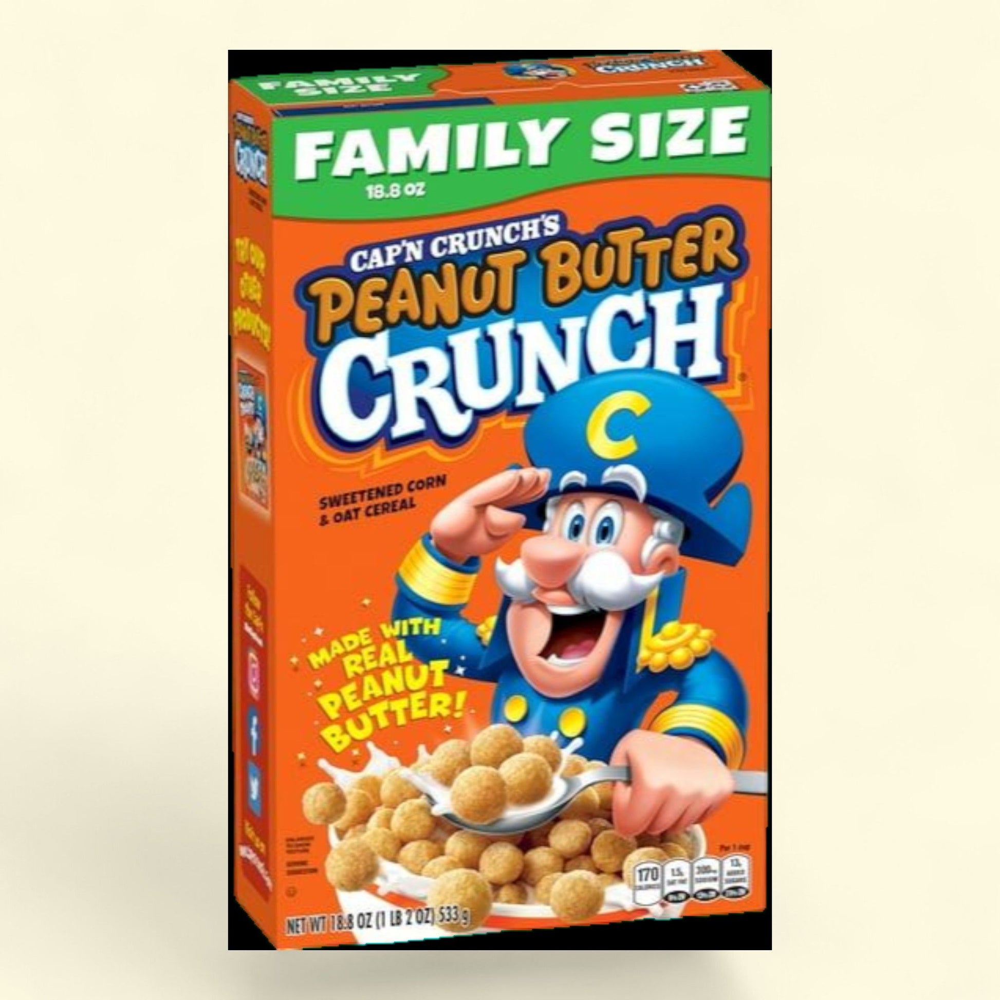 Cap'n Crunch Peanut Butter Crunchy Cereal, Family Size (18.8 oz)