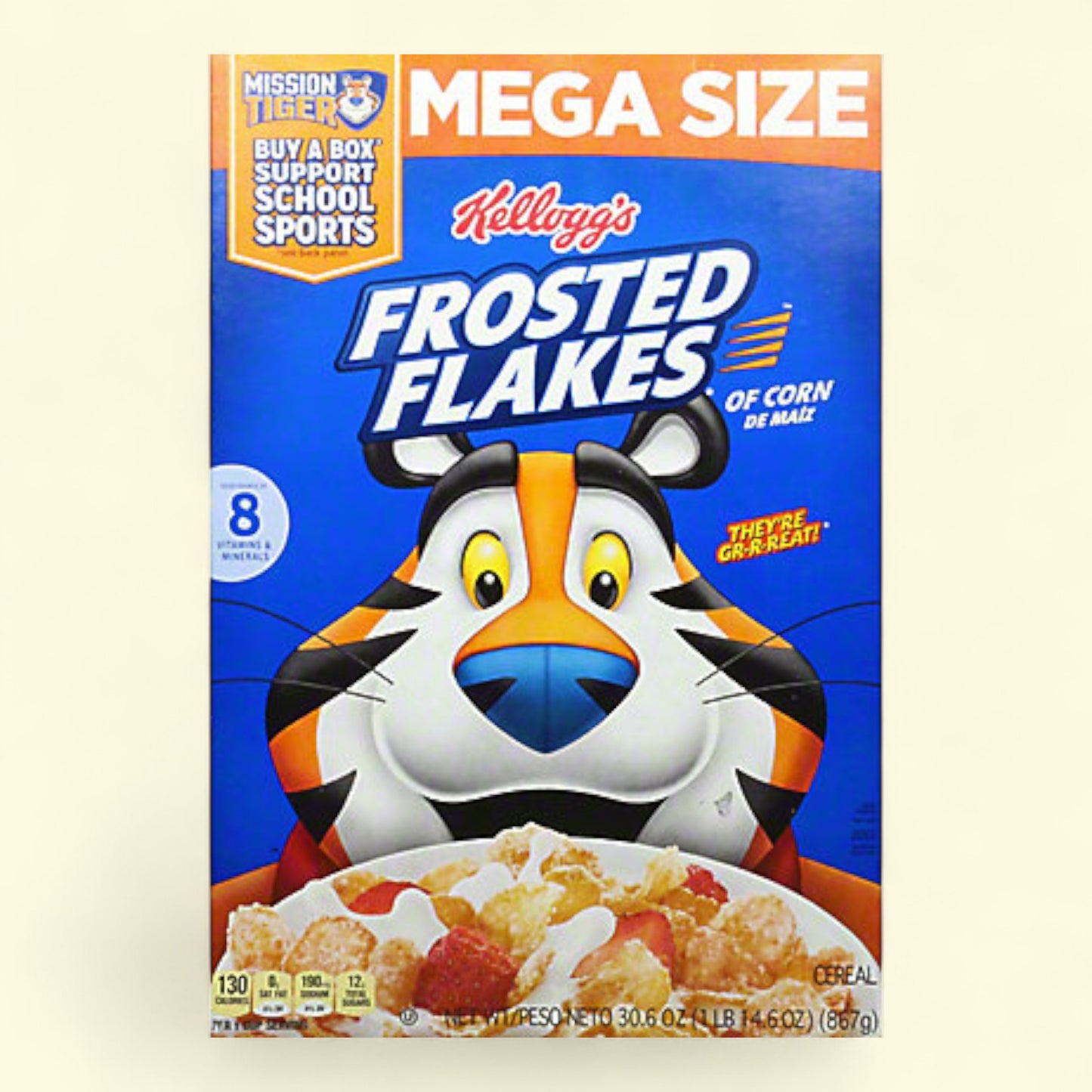 Kellogg's Frosted Flakes Cereal, Mega Size 30.6oz