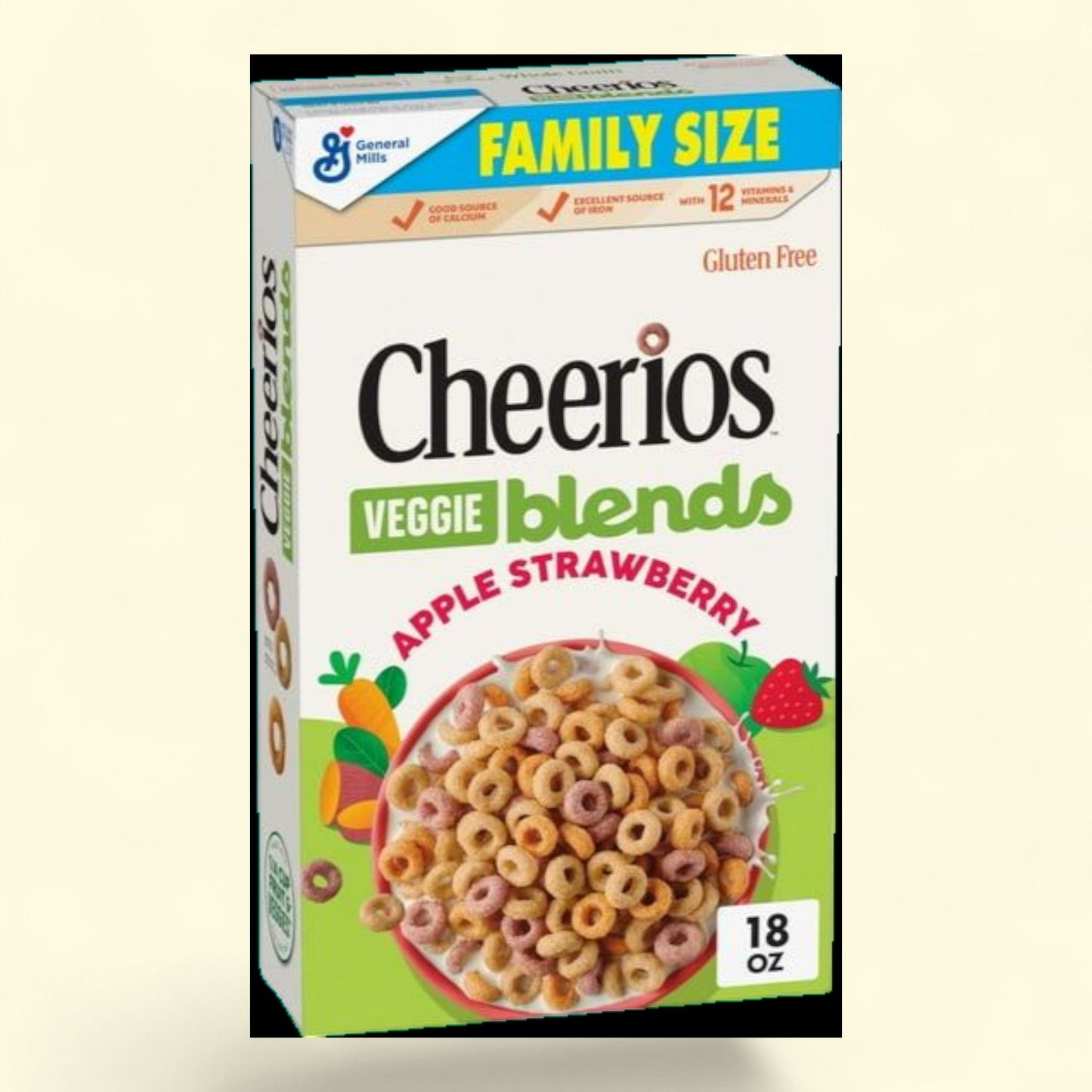 Céréales pour le petit-déjeuner Cheerios Veggie Blends, pomme-fraise, format familial, 510 g