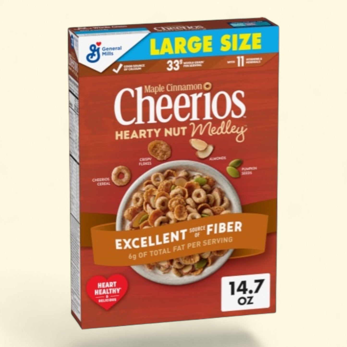 Maple Cinnamon Cheerios Hearty Nut Medley Large Size Cereal, 14.7 oz