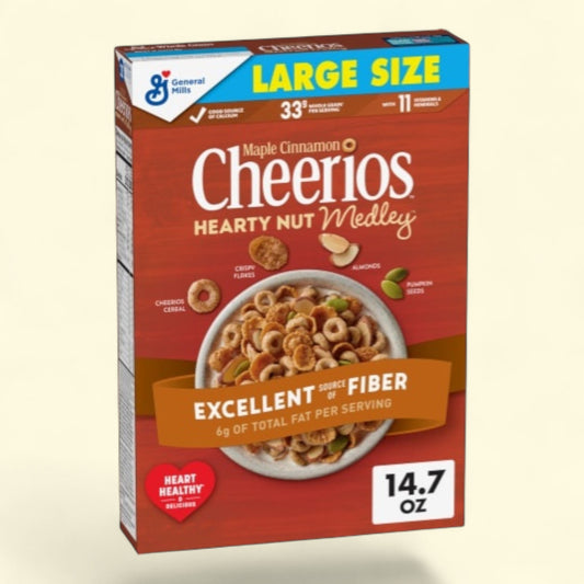 Maple Cinnamon Cheerios Hearty Nut Medley Large Size Cereal, 14.7 oz