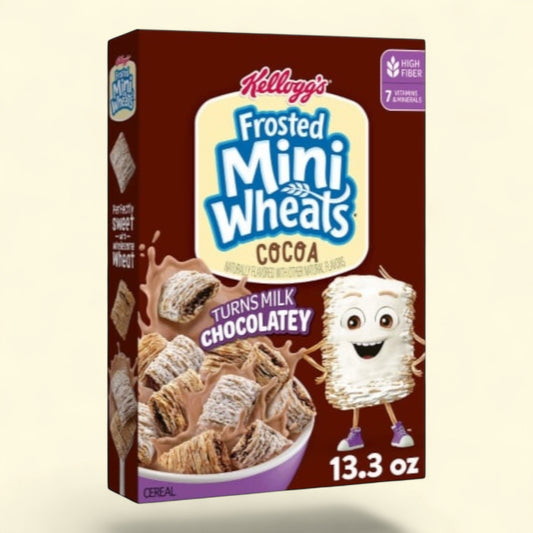 Kellogg's Frosted Mini-Wheats Cocoa Cereal, 13.3 oz — authentic US product shipped worldwide by Treatspree