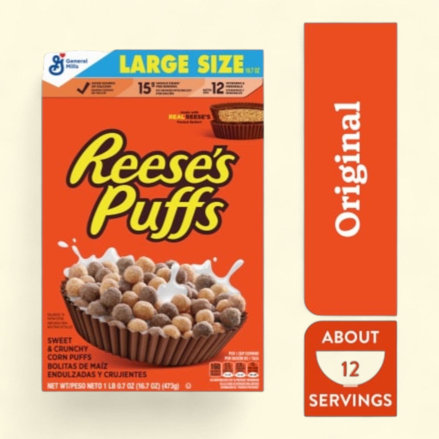 Reese's Puffs Cereal, Large Size, 16.7 oz