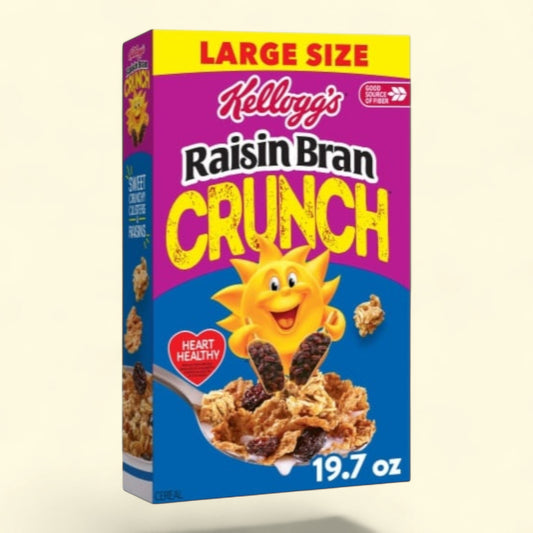 Kellogg's Raisin Bran Crunch, Large Size, 19.7 oz — authentic US product shipped worldwide by Treatspree