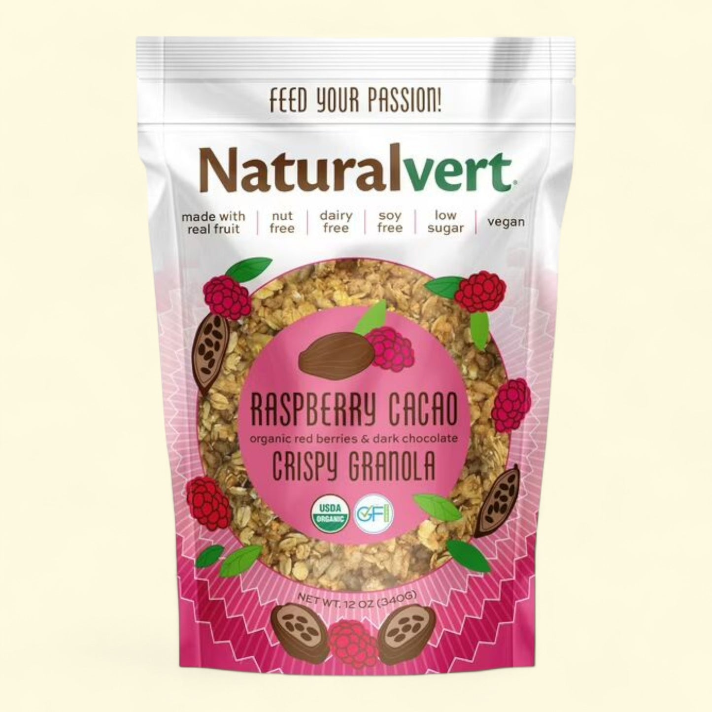 Naturalvert Granola, Raspberry Cacao Vegan 12 oz
