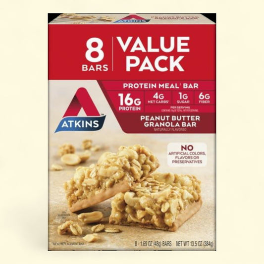 Atkins Peanut Butter Granola Protein Meal Bar, 8 Count