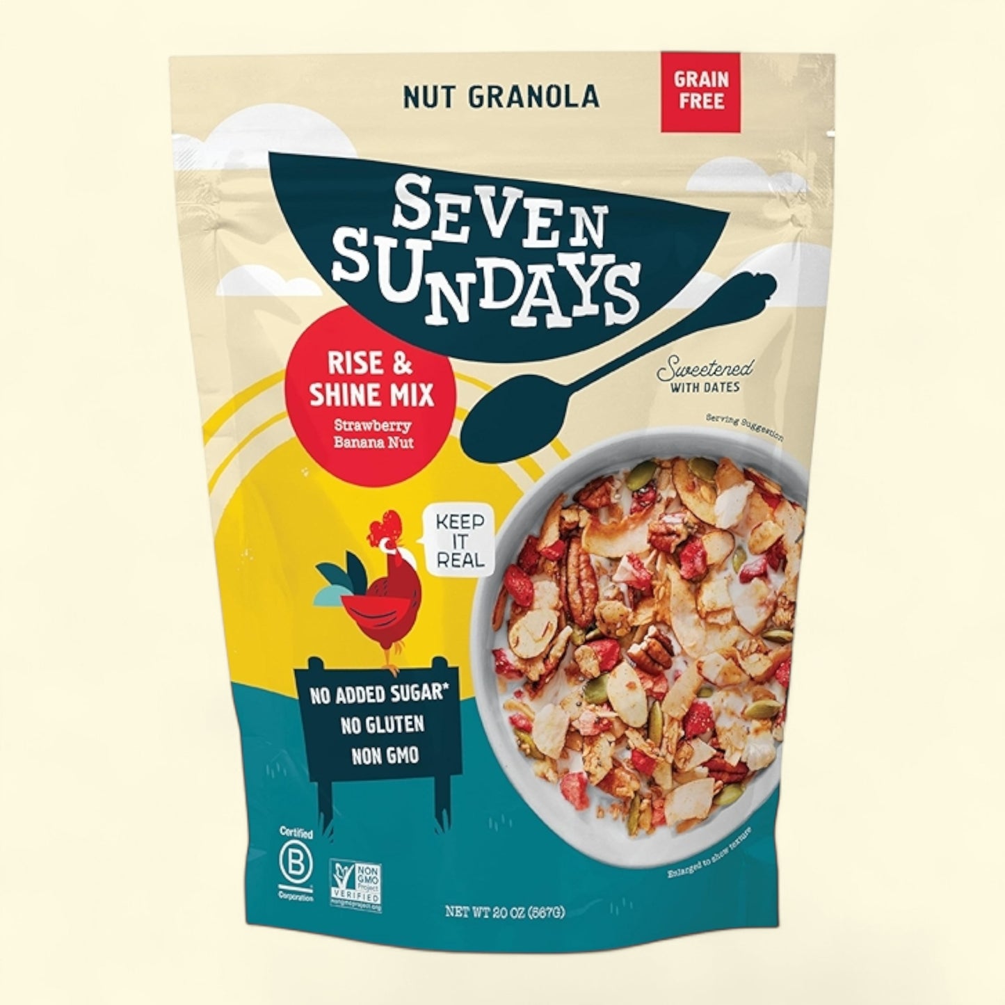 Seven Sundays Rise and Shine Strawberry Banana Nut Granola, 8oz