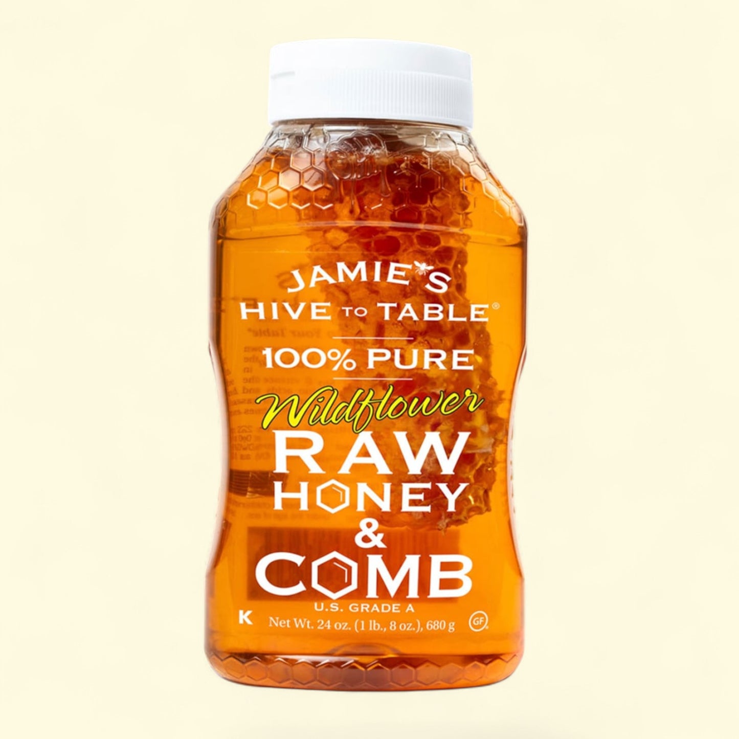 Jamie's Hive to Table Raw Honey & Honey Comb, 24oz Bottle