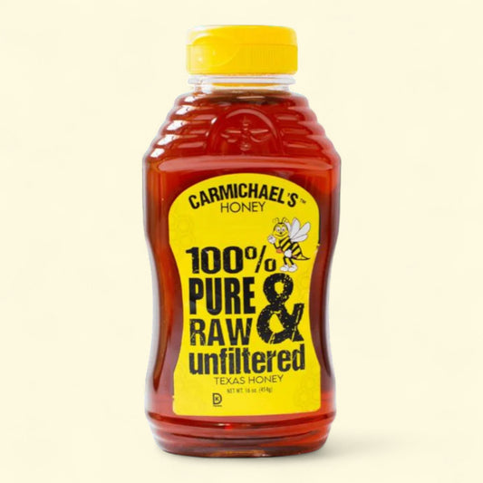 Carmichael's Texas Honey, 100% Pure Raw & Unfiltered, 16oz