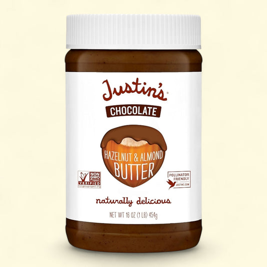 Beurre d'amandes au chocolat et aux noisettes JUSTIN'S, pot de 340 g