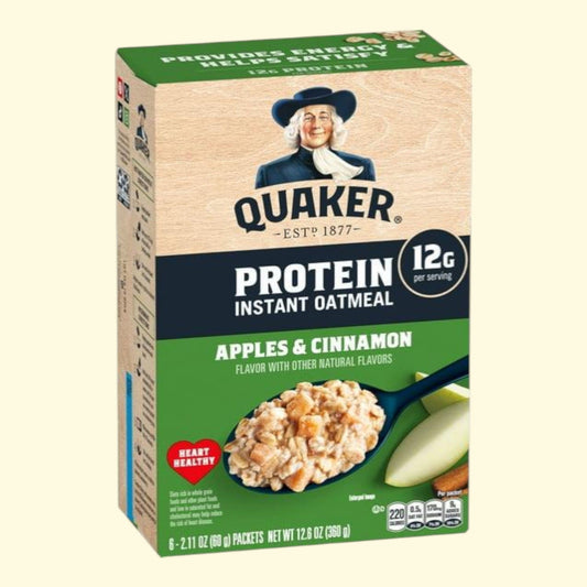 Flocons d'avoine instantanés Quaker Protein, pommes et cannelle, 356 g, lot de 6