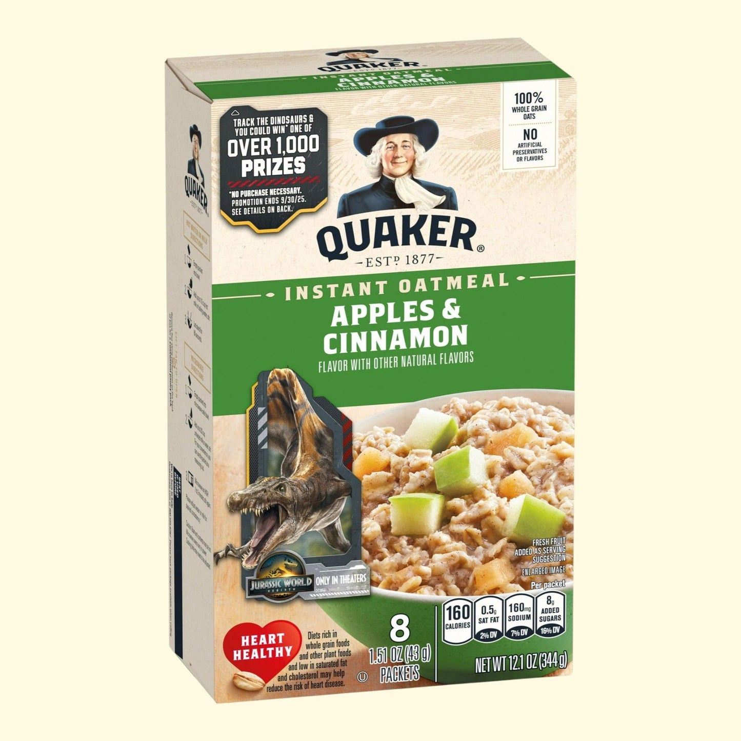 Flocons d'avoine instantanés Quaker, pomme et cannelle, 340 g, 8 sachets