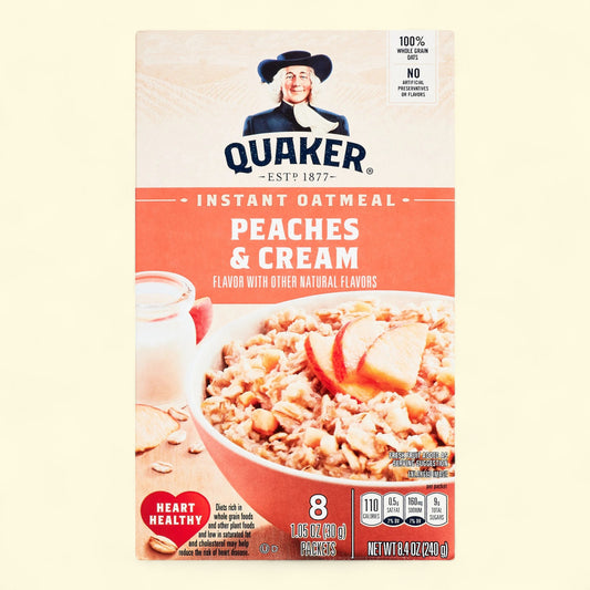 Flocons d'avoine instantanés Quaker, Pêches et crème, 30 g, paquet de 8 sachets
