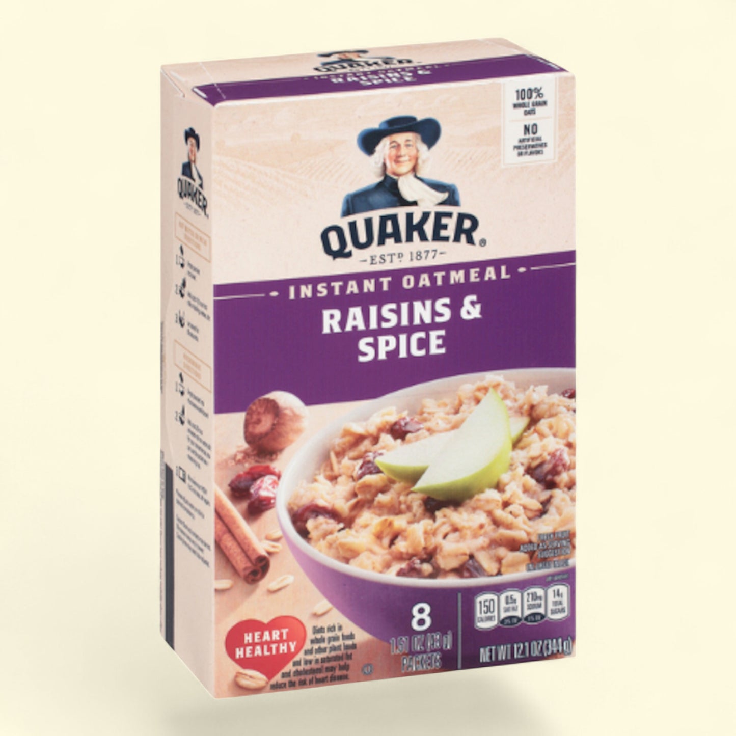 Quaker Instant Oatmeal, Raisin Spice, 12.1oz, 8 packets