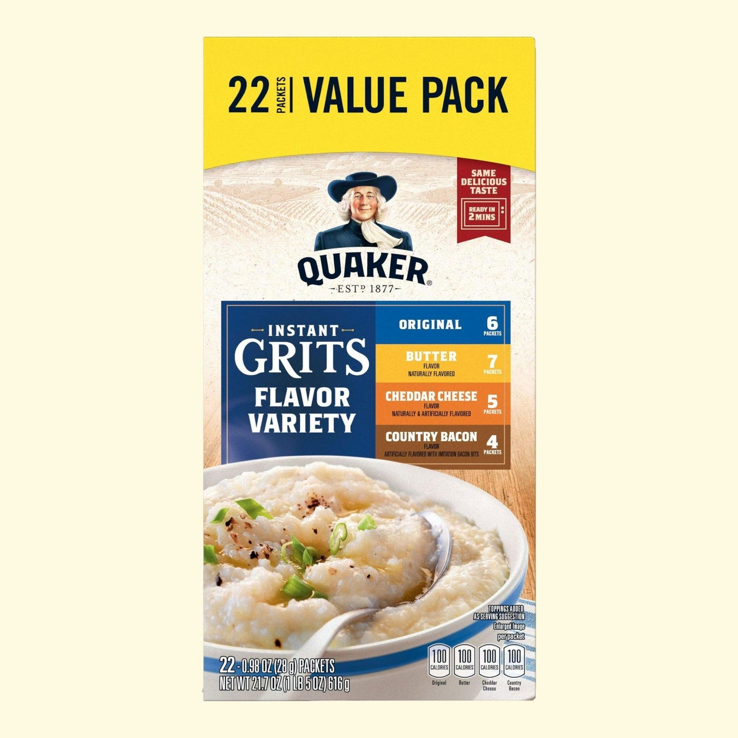 Quaker, assortiment de gruau instantané, 28 g, 22 sachets