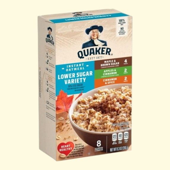 Quaker Instant Oatmeal, Lower Sugar Variety Pack, 9.3 oz, 8 Count